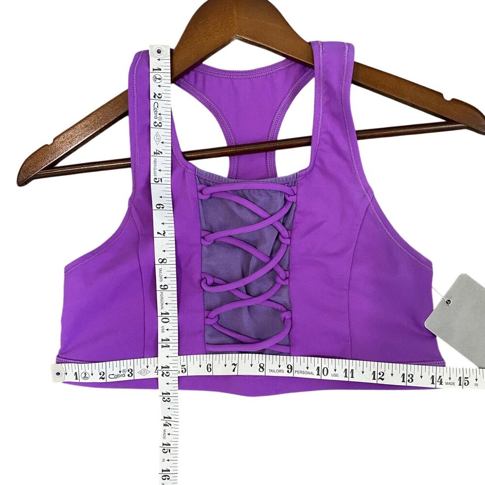 Ivy Sky Sports Bra Tops Set of 2 tops Purple and Teal Lace-up Detail Size M - Picture 5 of 7